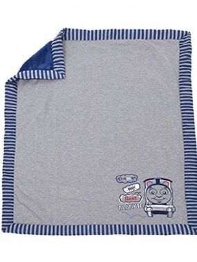 Thomas & Friends Gray Blanket with Blue Striped Border